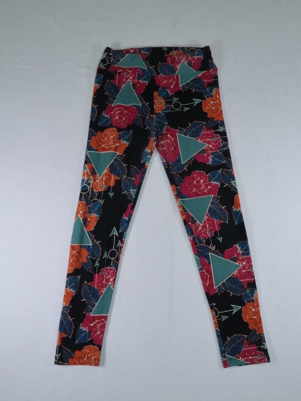 LuLaRoe Floral Geometric Leggings Black Pink Orange Teal Boho Y2K